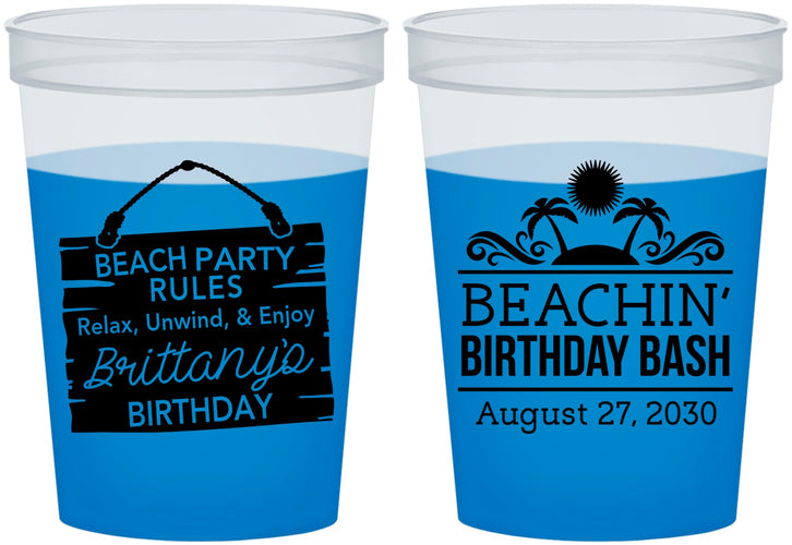 Custom Birthday 16 oz Color Changing Cups - Beach | 20211
