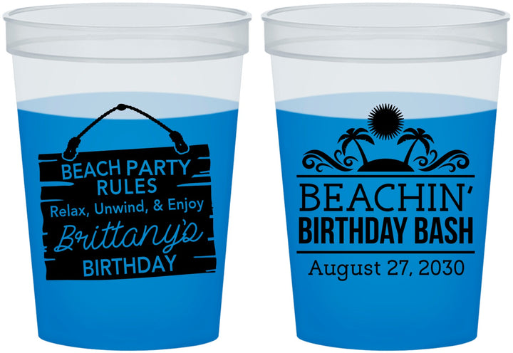 Custom Birthday 16 oz Color Changing Cups - Beach | 20211