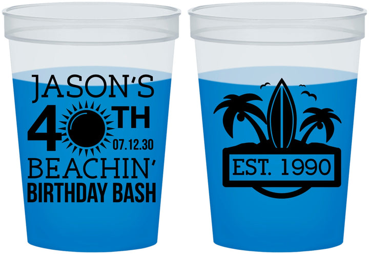 Custom Birthday 16 oz Color Changing Cups - 40th Beach | 20212