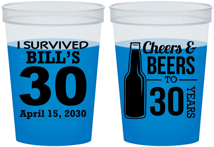 Custom Birthday 16 oz Color Changing Cups - Cheers Beers To 30 Years | 20214