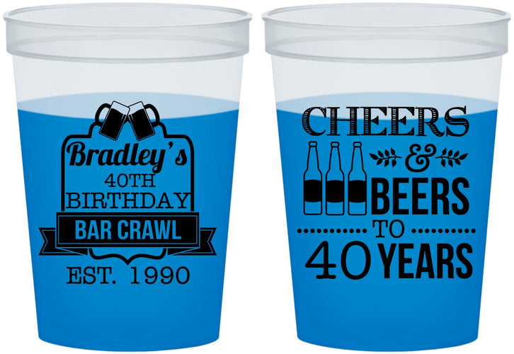 Custom Birthday 16 oz Color Changing Cups - Cheers Beers To 40 Years | 20216
