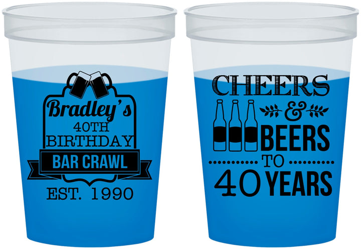 Custom Birthday 16 oz Color Changing Cups - Cheers Beers To 40 Years | 20216