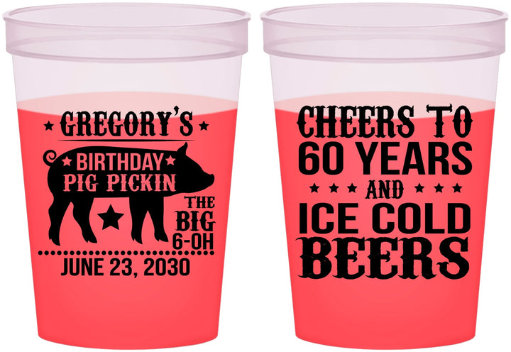 Custom Birthday 16 oz Color Changing Cups - 60th Barbeque Bbq | 20217
