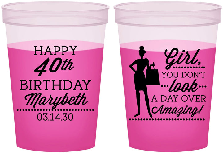 Custom Birthday 16 oz Color Changing Cups - 40th | 20223