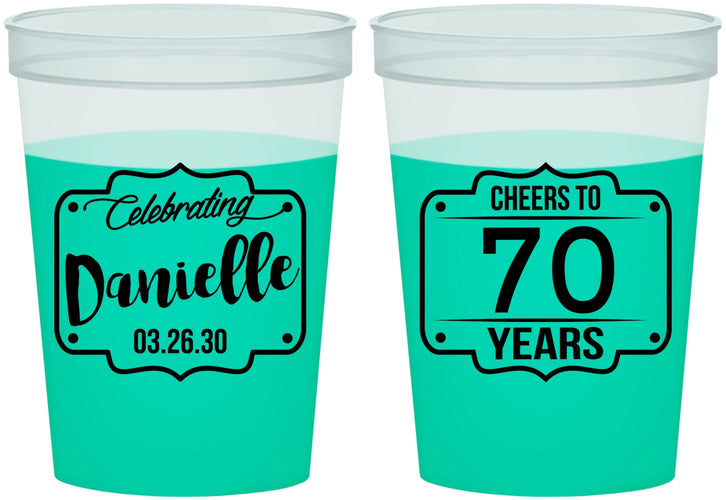 Custom Birthday 16 oz Color Changing Cups - Cheers To 70 Years | 20227