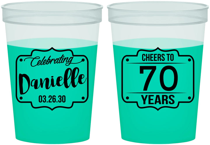 Custom Birthday 16 oz Color Changing Cups - Cheers To 70 Years | 20227