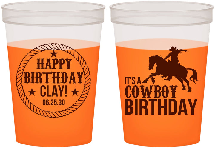 Custom Birthday 16 oz Color Changing Cups - Cowboy | 20229