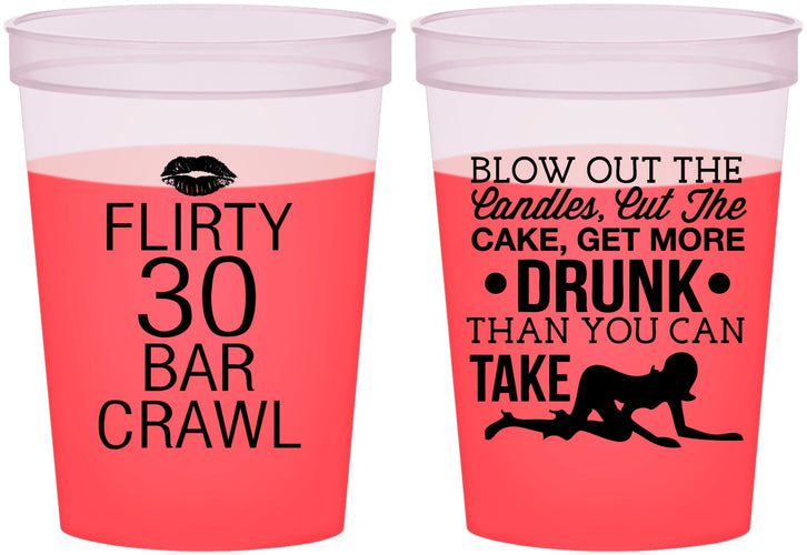Custom Birthday 16 oz Color Changing Cups - 30th Bar Crawl | 20233