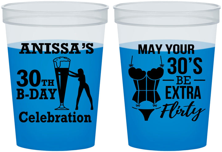 Custom Birthday 16 oz Color Changing Cups - 30th Flirty At Thirty | 20236