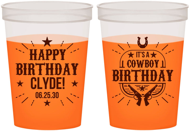 Custom Birthday 16 oz Color Changing Cups - Cowboy | 20244