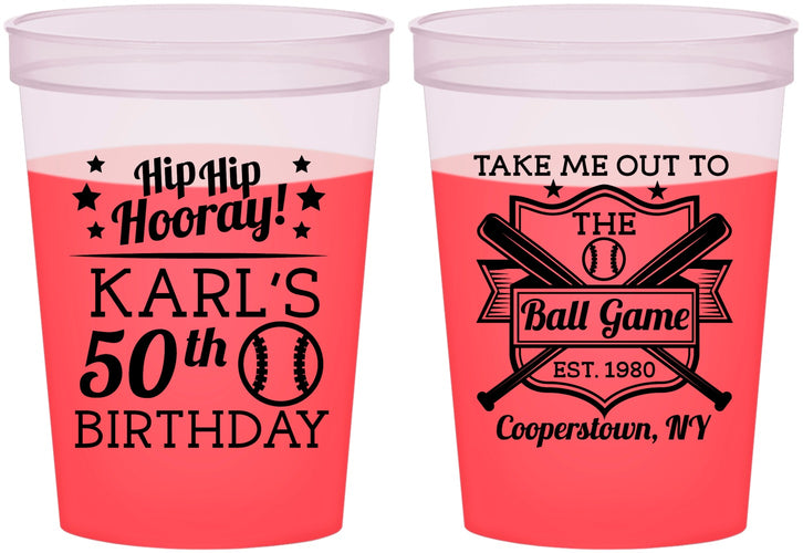 Custom Birthday 16 oz Color Changing Cups - 50th Baseball | 20252
