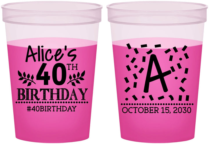 Custom Birthday 16 oz Color Changing Cups - 40th | 20258