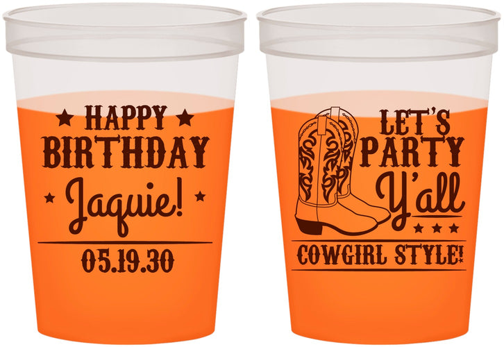 Custom Birthday 16 oz Color Changing Cups - Cowgirl | 20260