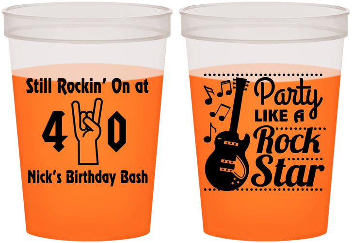 Custom Birthday 16 oz Color Changing Cups - 40th Rock Star | 20266