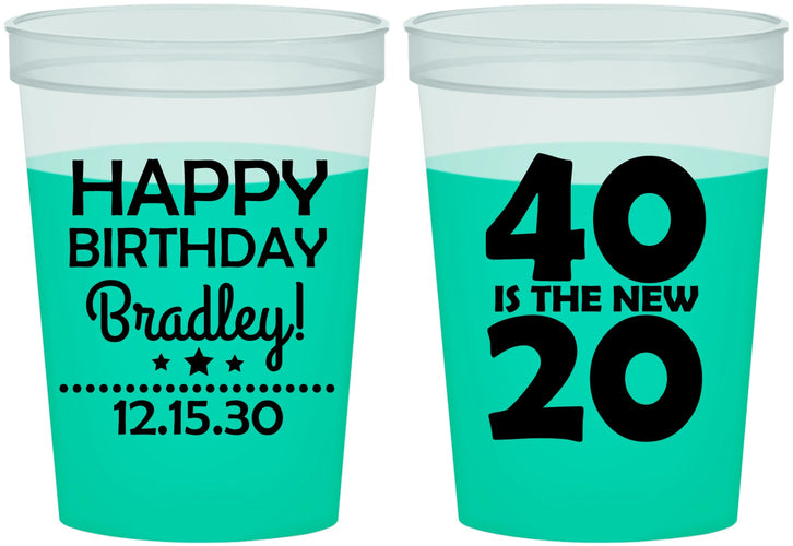 Custom Birthday 16 oz Color Changing Cups - 40 Is The New 20 | 20269