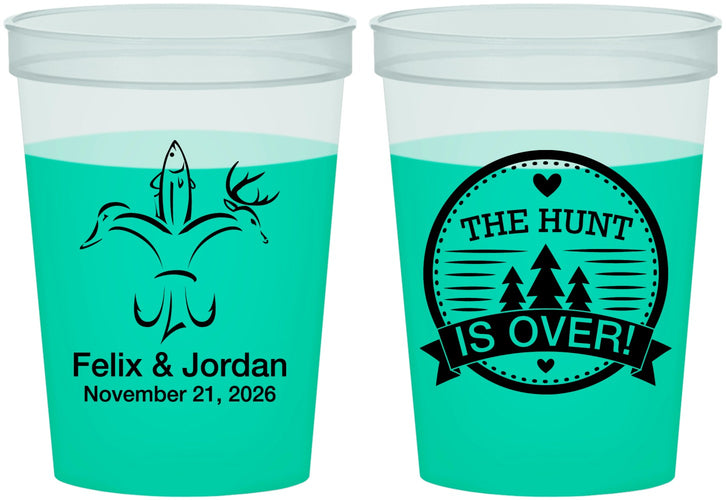 Custom Wedding 16 oz Color Changing Cups - The Hunt Is Over | 203