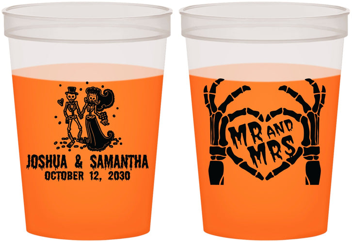 Custom Wedding 16 oz Color Changing Cups - Mr And Mrs Skeleton | 204