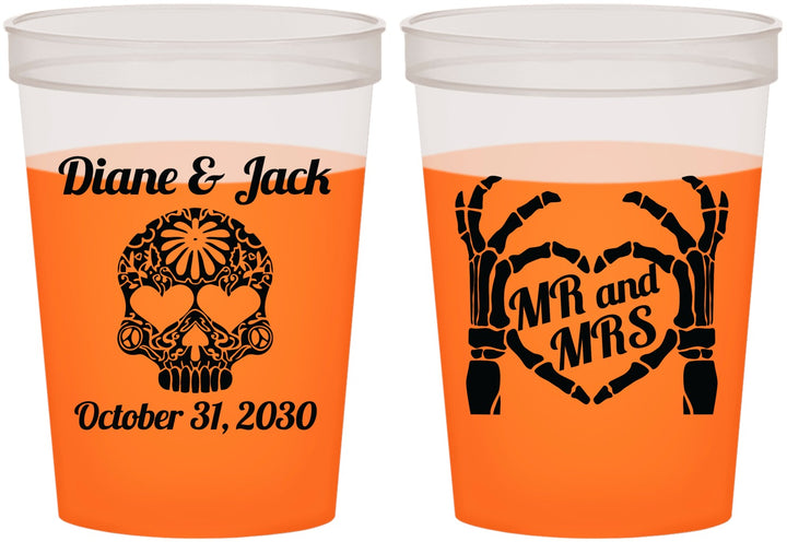Custom Wedding 16 oz Color Changing Cups - Mr And Mrs Sugar Skull | 205