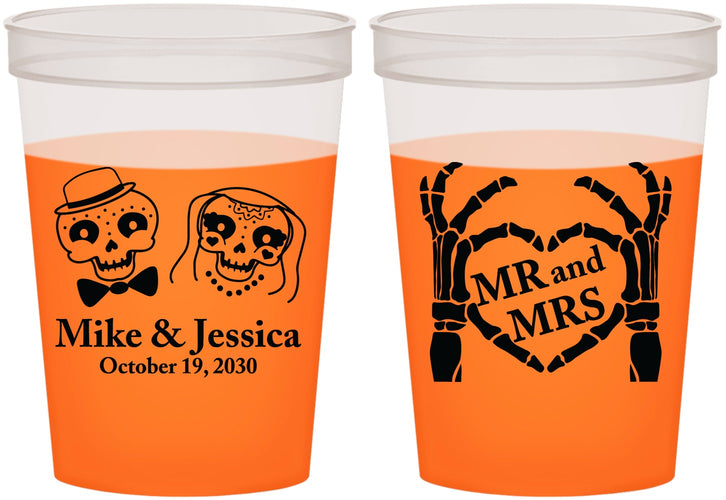 Custom Wedding 16 oz Color Changing Cups - Mr And Mrs Halloween | 206