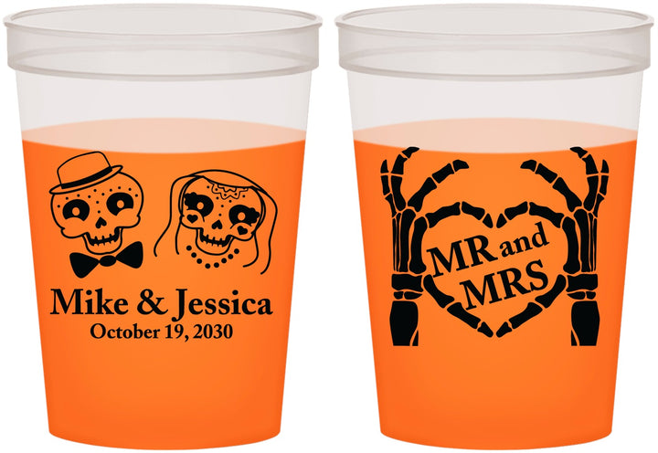 Custom Wedding 16 oz Color Changing Cups - Mr And Mrs Halloween | 206