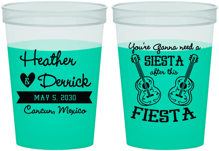 Custom Wedding 16 oz Color Changing Cups - Siesta Fiesta Mexico | 207