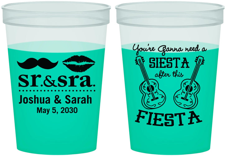 Custom Wedding 16 oz Color Changing Cups - Siesta Fiesta Sr Sra | 208