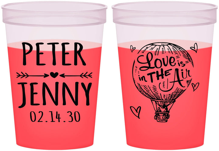 Custom Wedding 16 oz Color Changing Cups - Love In Air Hot Air Balloon | 210