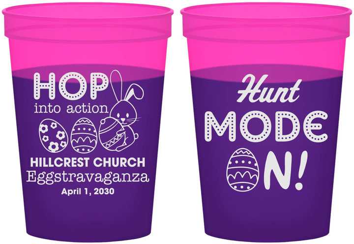 Custom Easter 16 oz Color Changing Cups - Hunt Mode On Bunny | 210000