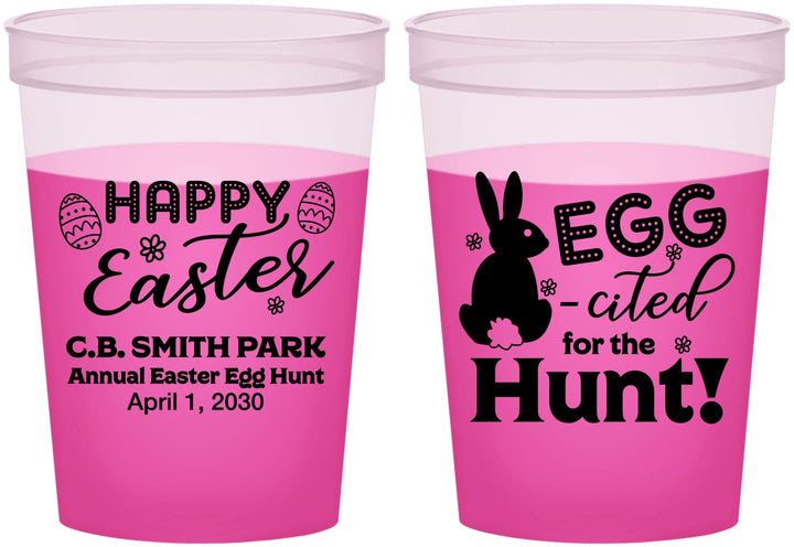 Custom Easter 16 oz Color Changing Cups - Eggcited For Hunt Bunny | 210002