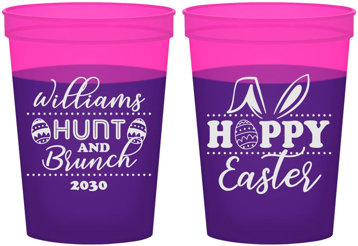 Custom Easter 16 oz Color Changing Cups - Hoppy Bunny Eggs | 210012
