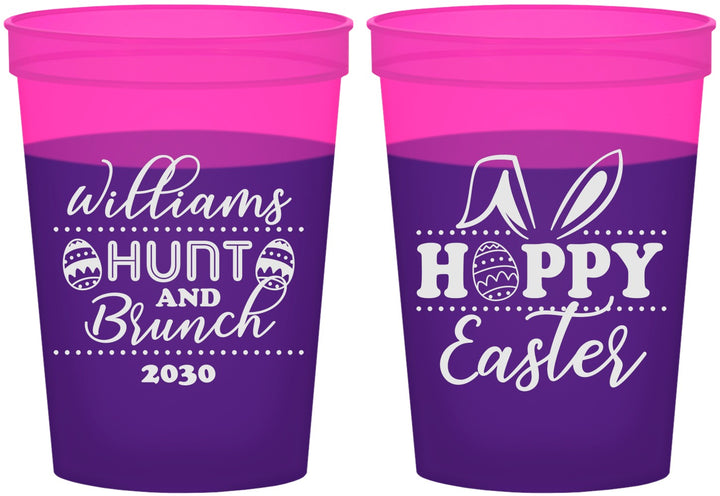Custom Easter 16 oz Color Changing Cups - Hoppy Bunny Eggs | 210012