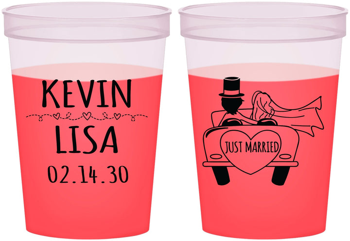 Custom Wedding 16 oz Color Changing Cups - Just Married | 212