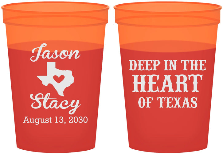 Custom Wedding 16 oz Color Changing Cups - Deep In The Heart Of Texas | 214