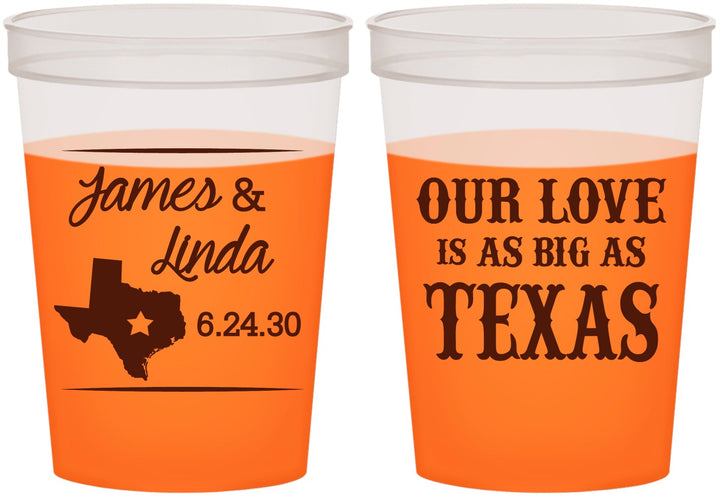 Custom Wedding 16 oz Color Changing Cups - Our Love Is As Big As Texas | 215