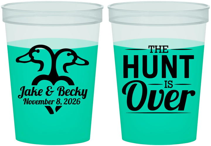 Custom Wedding 16 oz Color Changing Cups - The Hunt Is Over Duck | 217