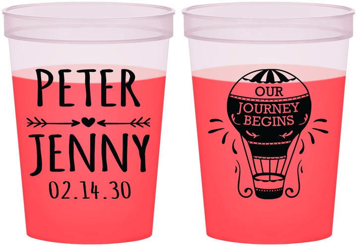 Custom Wedding 16 oz Color Changing Cups - Hot Air Balloon | 219
