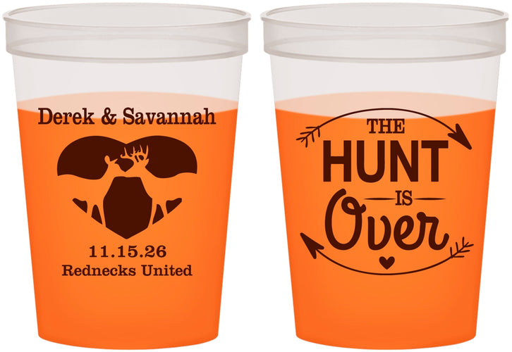 Custom Wedding 16 oz Color Changing Cups - The Hunt Is Over Deer | 220