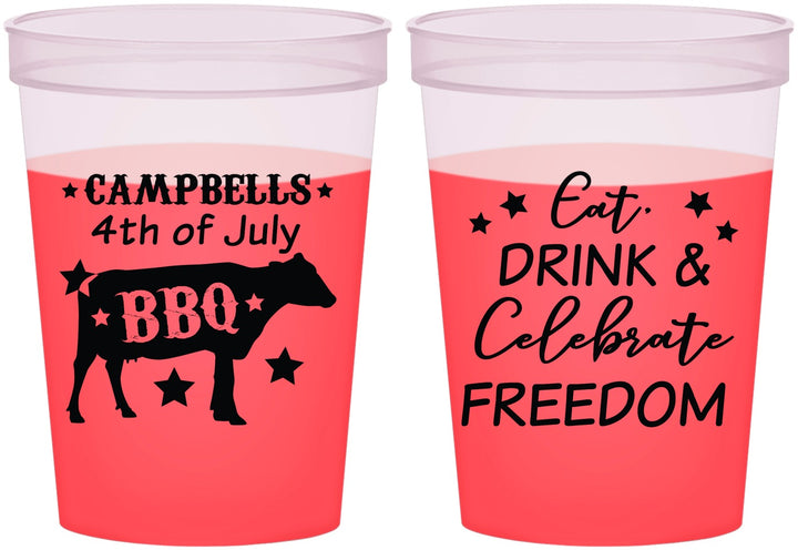 Custom 4th Of July 16 oz Color Changing Cups - Eat Drink Freedom | 220000