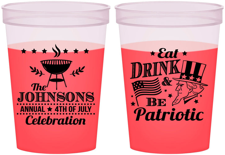 Custom 4th Of July 16 oz Color Changing Cups - Eat Drink Patriotic | 220003