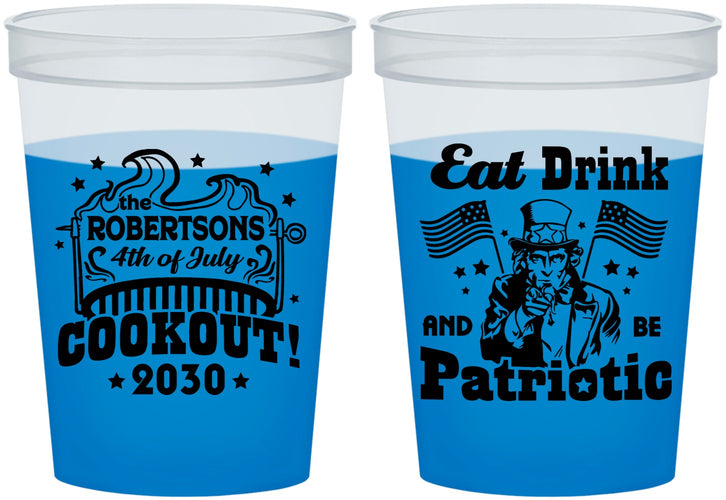 Custom 4th Of July 16 oz Color Changing Cups - Eat Drink Patriotic | 220004