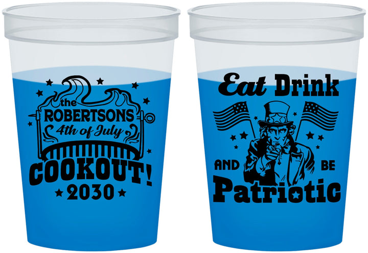 Custom 4th Of July 16 oz Color Changing Cups - Eat Drink Patriotic | 220004