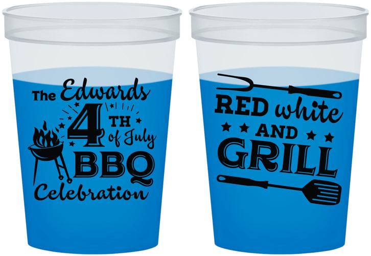 Custom 4th Of July 16 oz Color Changing Cups - Red White Grill | 220005