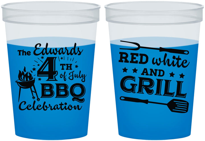 Custom 4th Of July 16 oz Color Changing Cups - Red White Grill | 220005