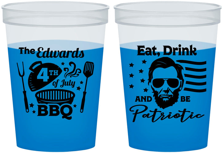 Custom 4th Of July 16 oz Color Changing Cups - Eat Drink Patriotic | 220006