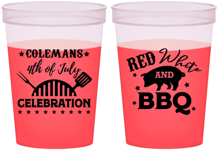 Custom 4th Of July 16 oz Color Changing Cups - Red White Bbq | 220008