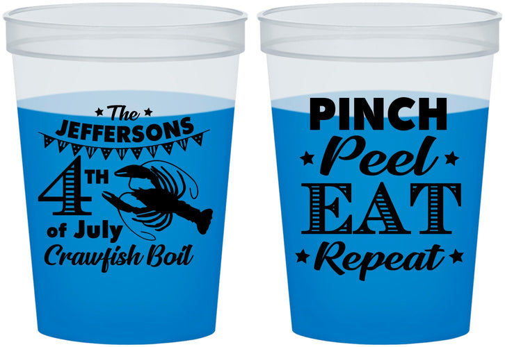 Custom 4th Of July 16 oz Color Changing Cups - Pink Peel Crawfish | 220015