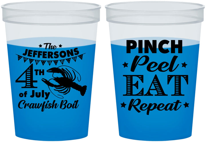 Custom 4th Of July 16 oz Color Changing Cups - Pink Peel Crawfish | 220015