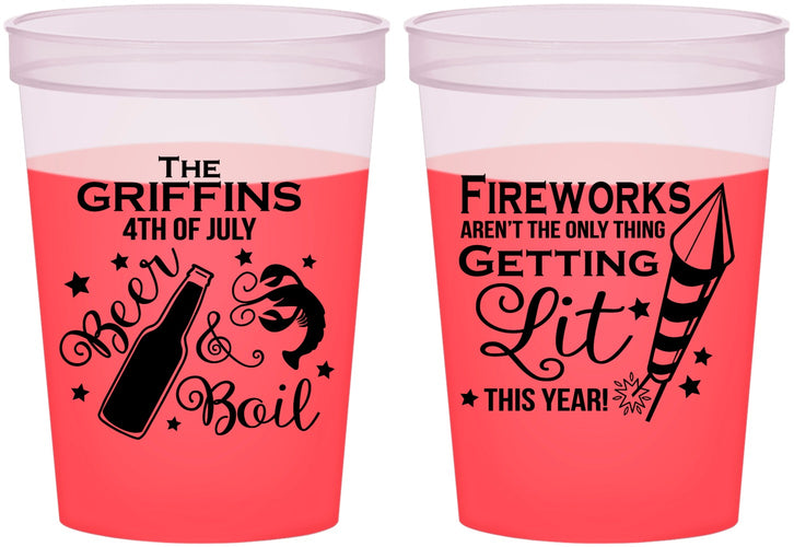 Custom 4th Of July 16 oz Color Changing Cups - Beach Red White Blue | 220019