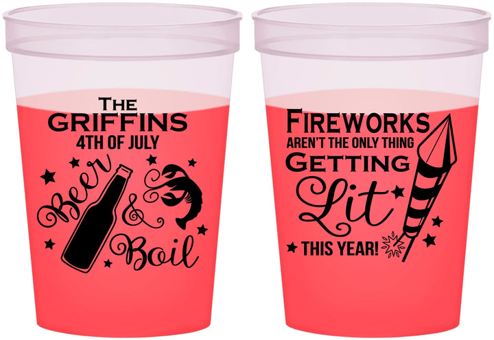 Custom 4th Of July 16 oz Color Changing Cups - Beach Red White Blue | 220019