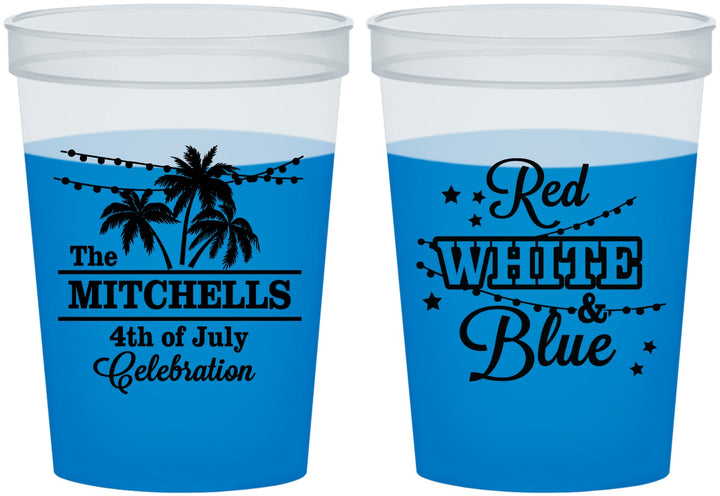 Custom 4th Of July 16 oz Color Changing Cups - Beach Stars Stripes | 220020